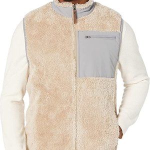 NWT!! Charles River Newport Men's Fleece Vest, Full Zip, Sand and Gray, Size L